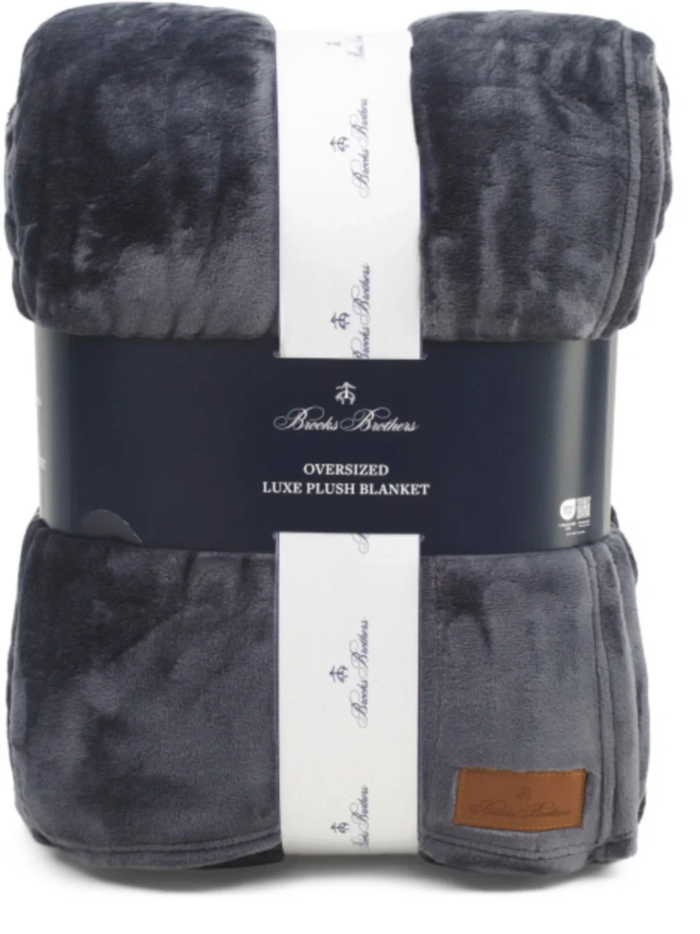 BROOKS BROTHERS Navy Blue Fleece Blanket